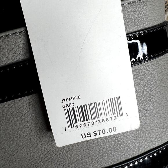 BIG BUDDHA Women's Gray Temple Black Patent Leather Chain Strap Handbag NWT - Picture 9 of 13